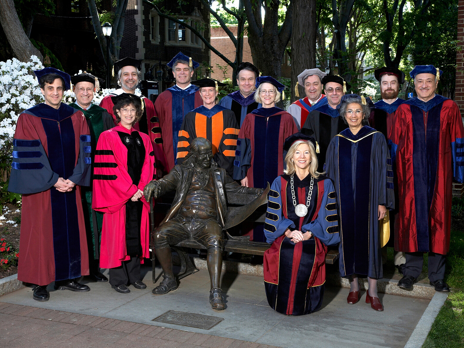 Amy Gutmann and 2007 Penn honorary degree recipients in regalia