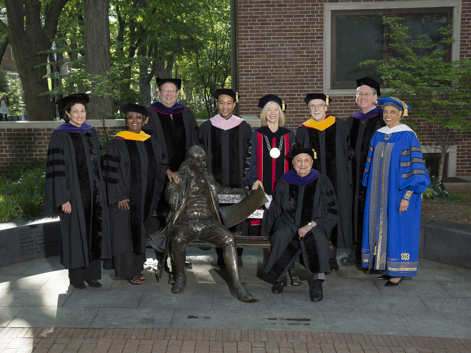 Amy Gutmann and 2014 Penn honorary degree recipients in regalia