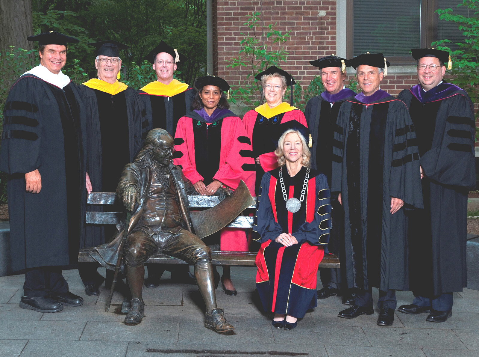 Amy Gutmann and 2010 Penn honorary degree recipients in regalia