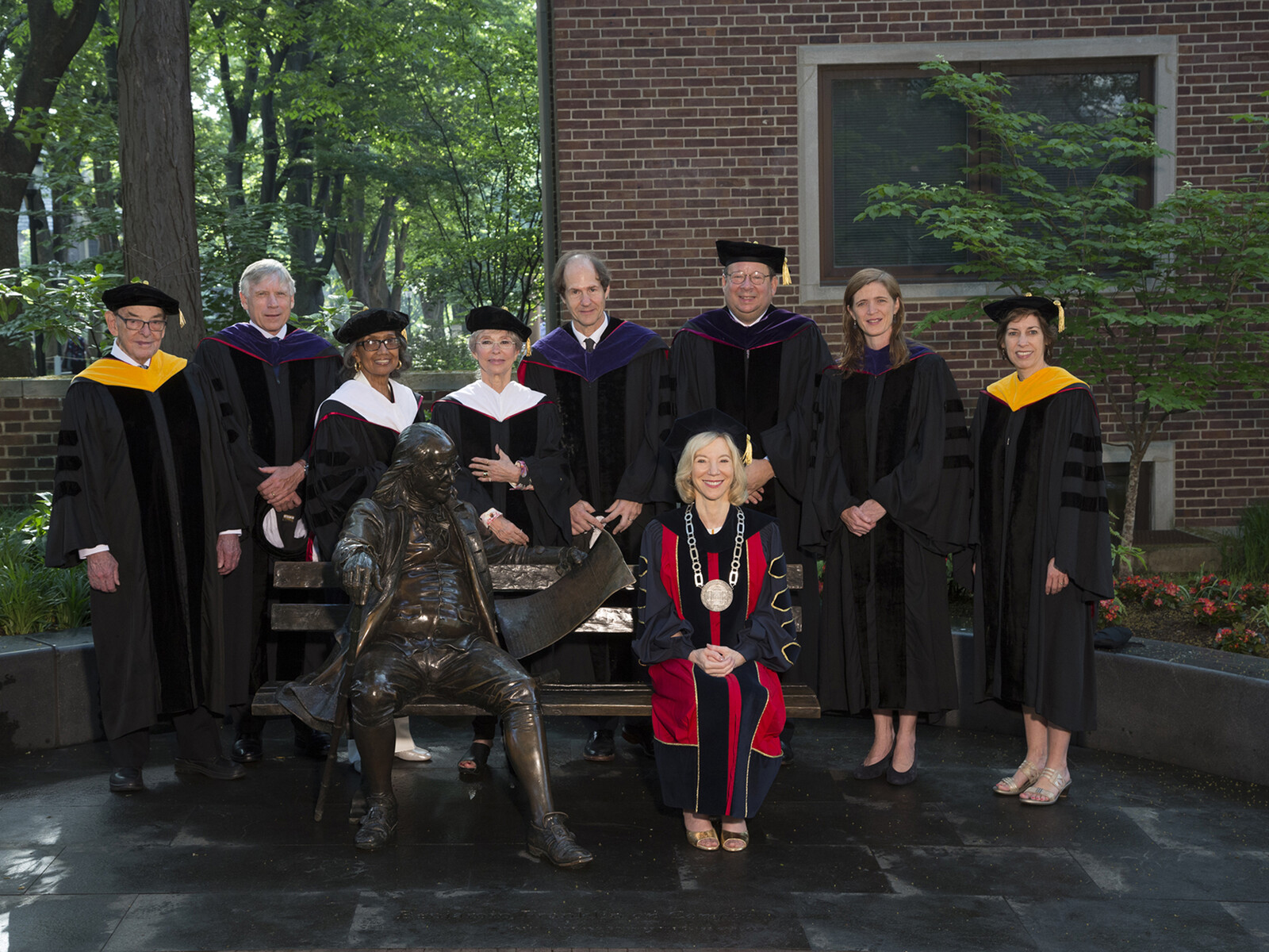 2015 Penn, Amy Gutmann and honorary degree recipients in regalia