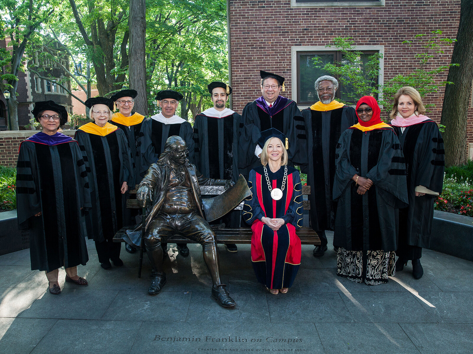 2016 Penn, Amy Gutmann and honorary degree recipients in regalia