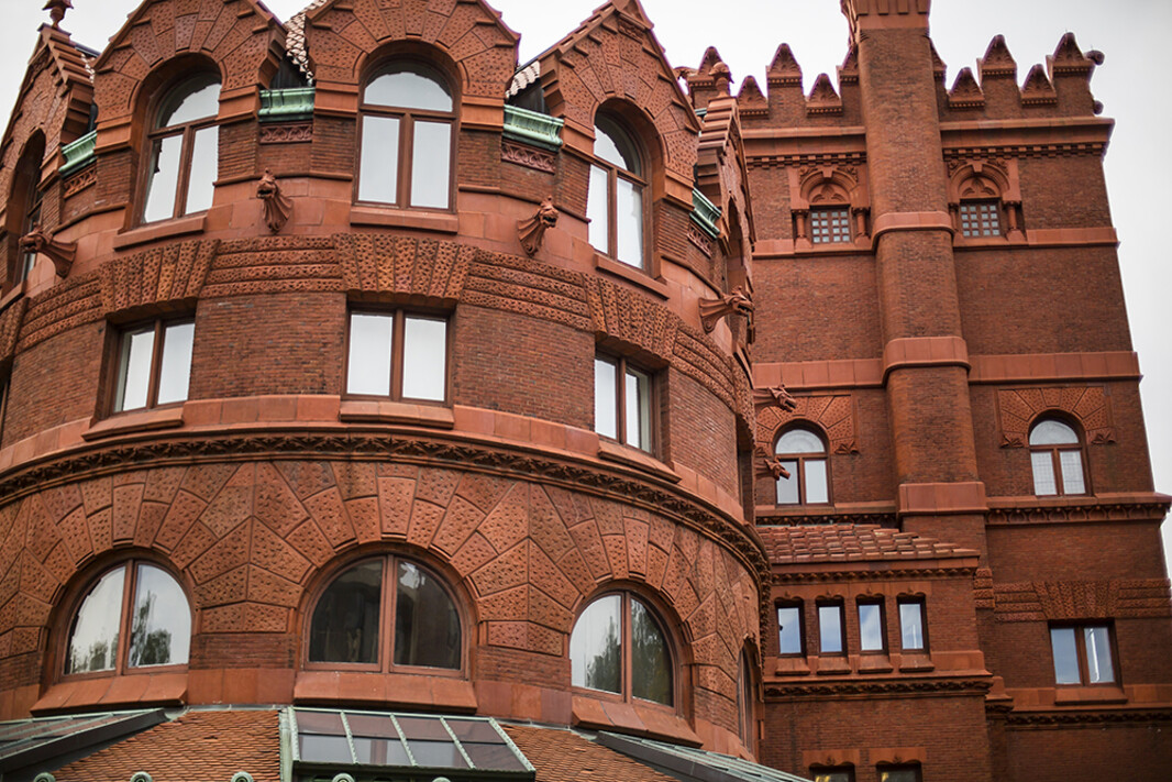 Fisher Fine Arts Library exterior with multiple arched windows 